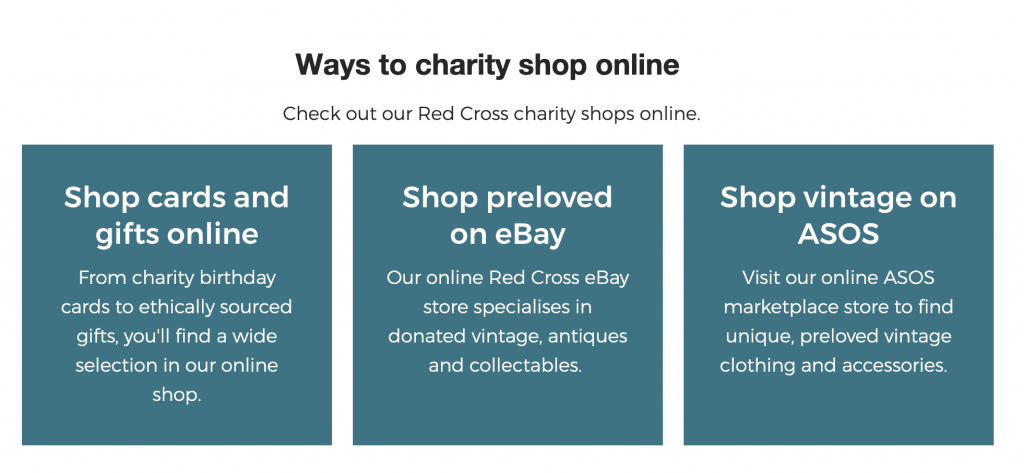 online charity shops