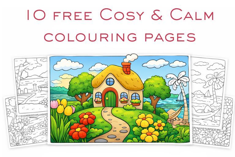 10 free cosy & calm colouring pages